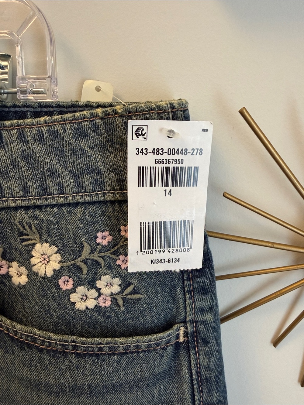 Hollister Blue Denim Mini Skirt with Floral Embroidery - Picture 2 of 6